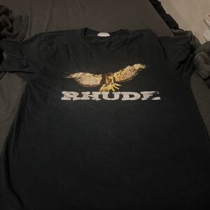 Rhude Black Tee with Eagle Graphic